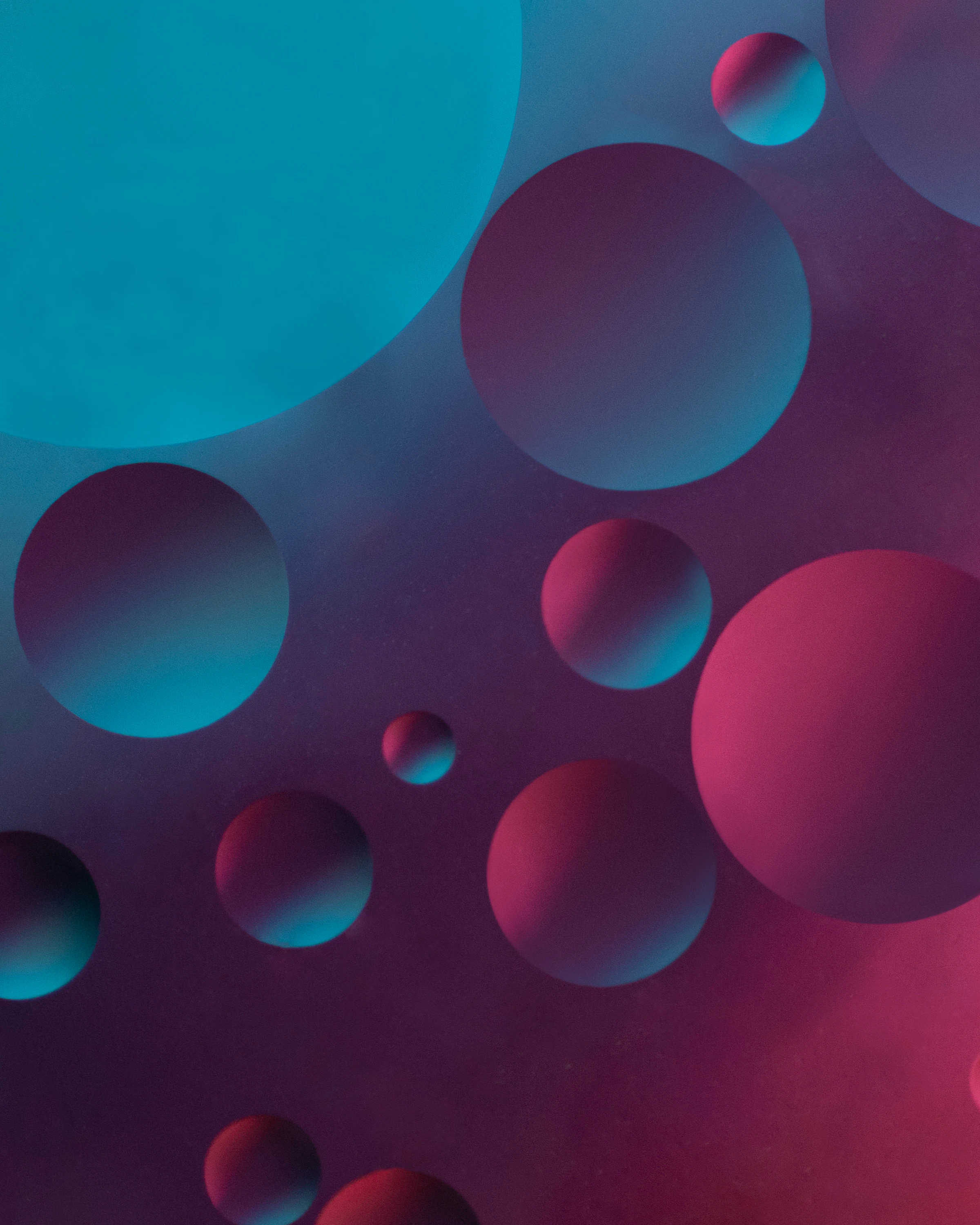 Composición abstracta de esferas en tonos azul y violeta