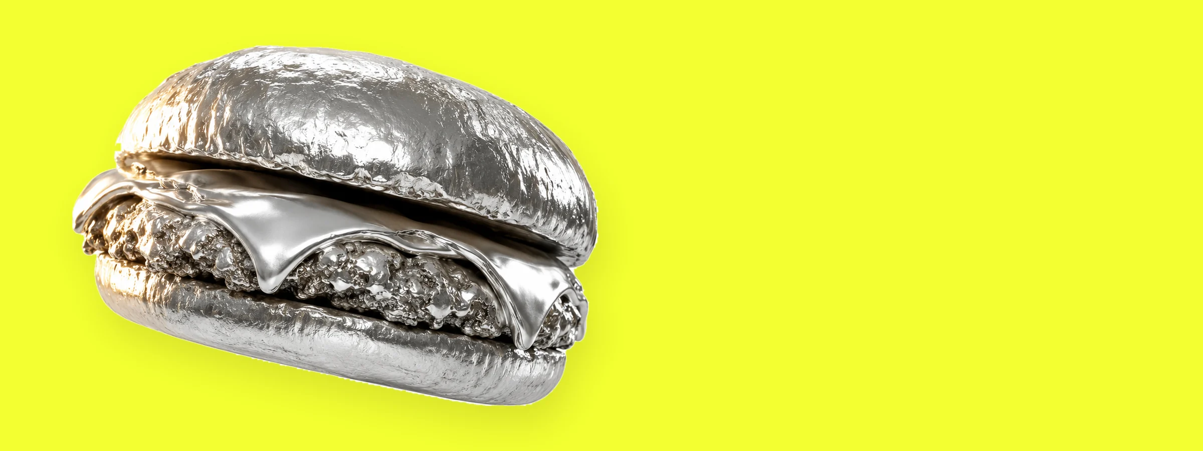 Hamburguesa cromada sobre fondo amarillo, símbolo del método de Diga—